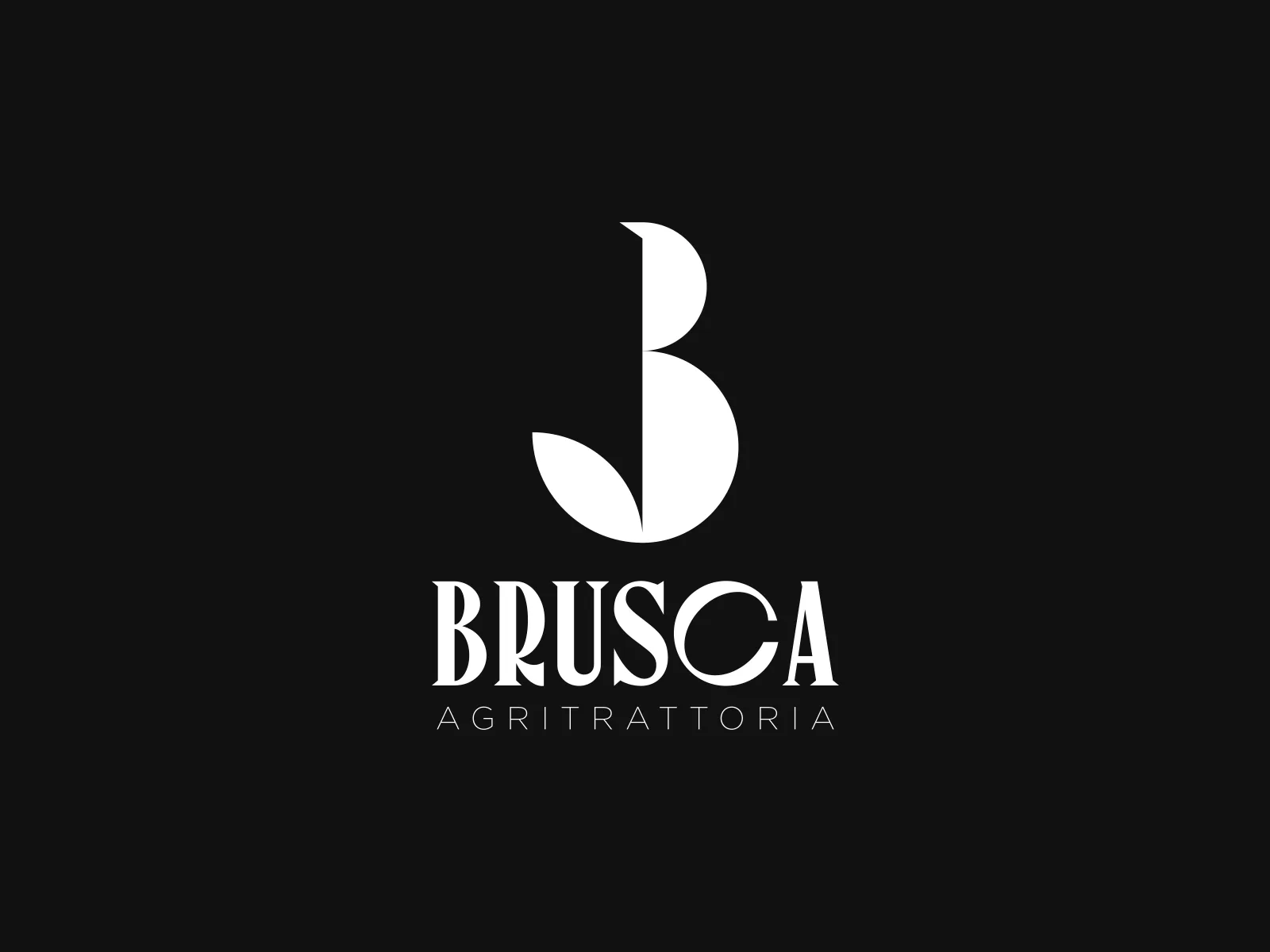 Il logo di Brusca in negativo, bianco su nero