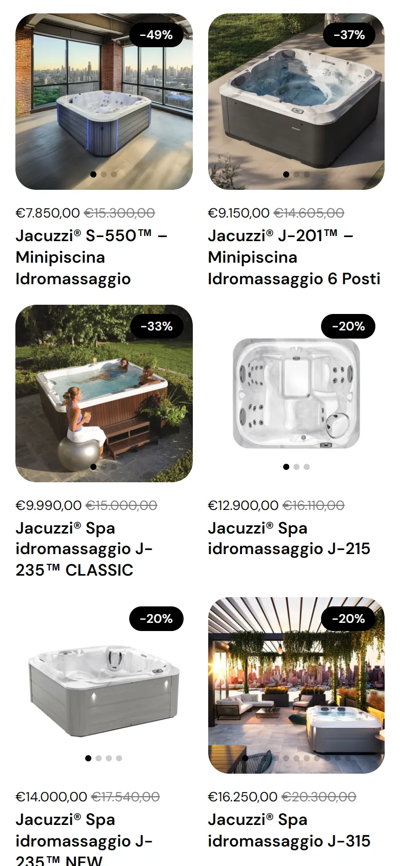 La categoria minipiscine su smartphone